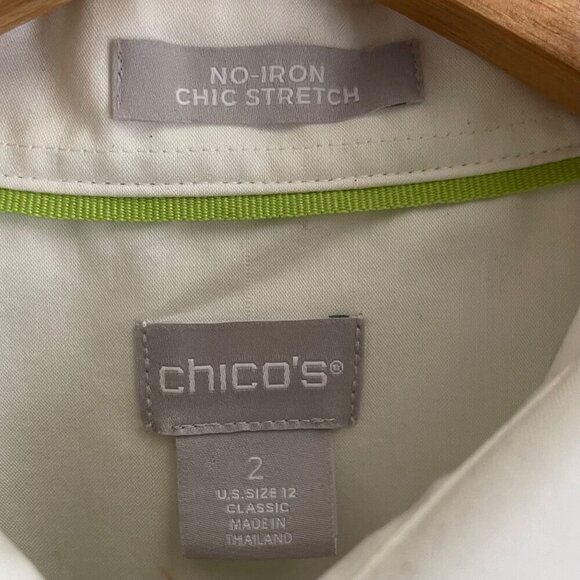 Chicos No Iron Stretch Shirt 12 Fruit Floral Print Button Up Tropical Blouse - Picture 6 of 9